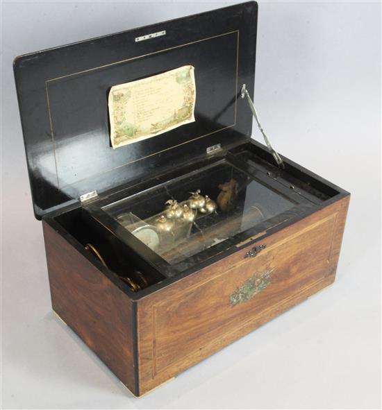 A Swiss 12-air marquetry inlaid rosewood musical box, c.1900 W.26in. D.15in. H.12in.